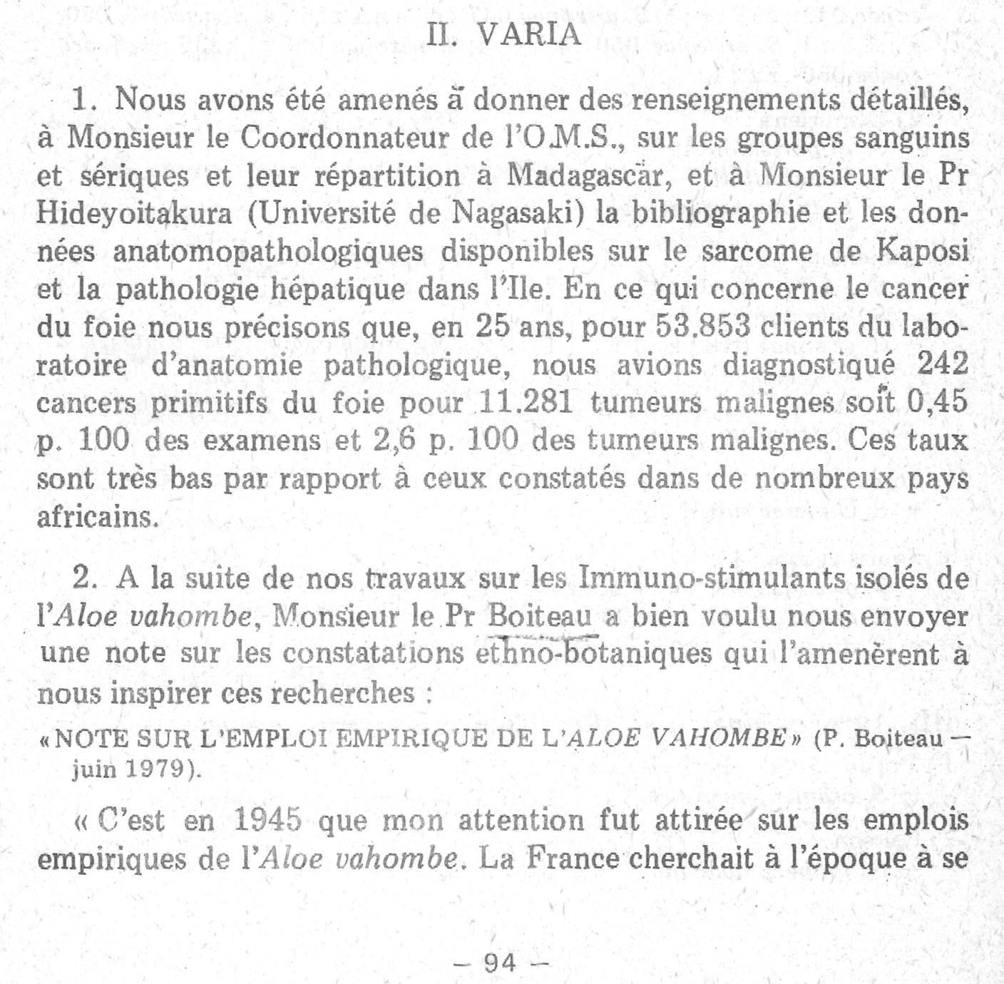 Rapport sur le fonctionnement de l'Institut Pasteur de Madagascar en 1979 page 94