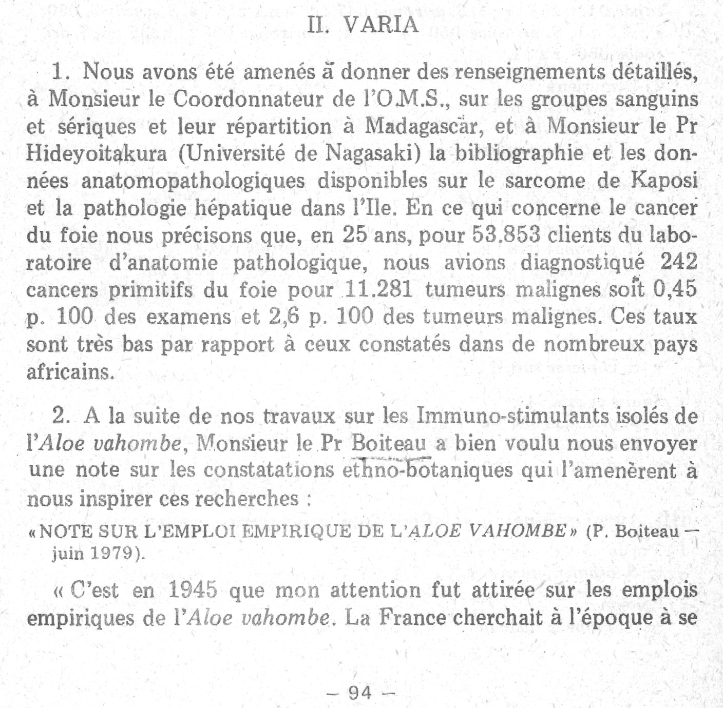 Rapport sur le fonctionnement de l'Institut Pasteur de Madagascar en 1979 page 94
