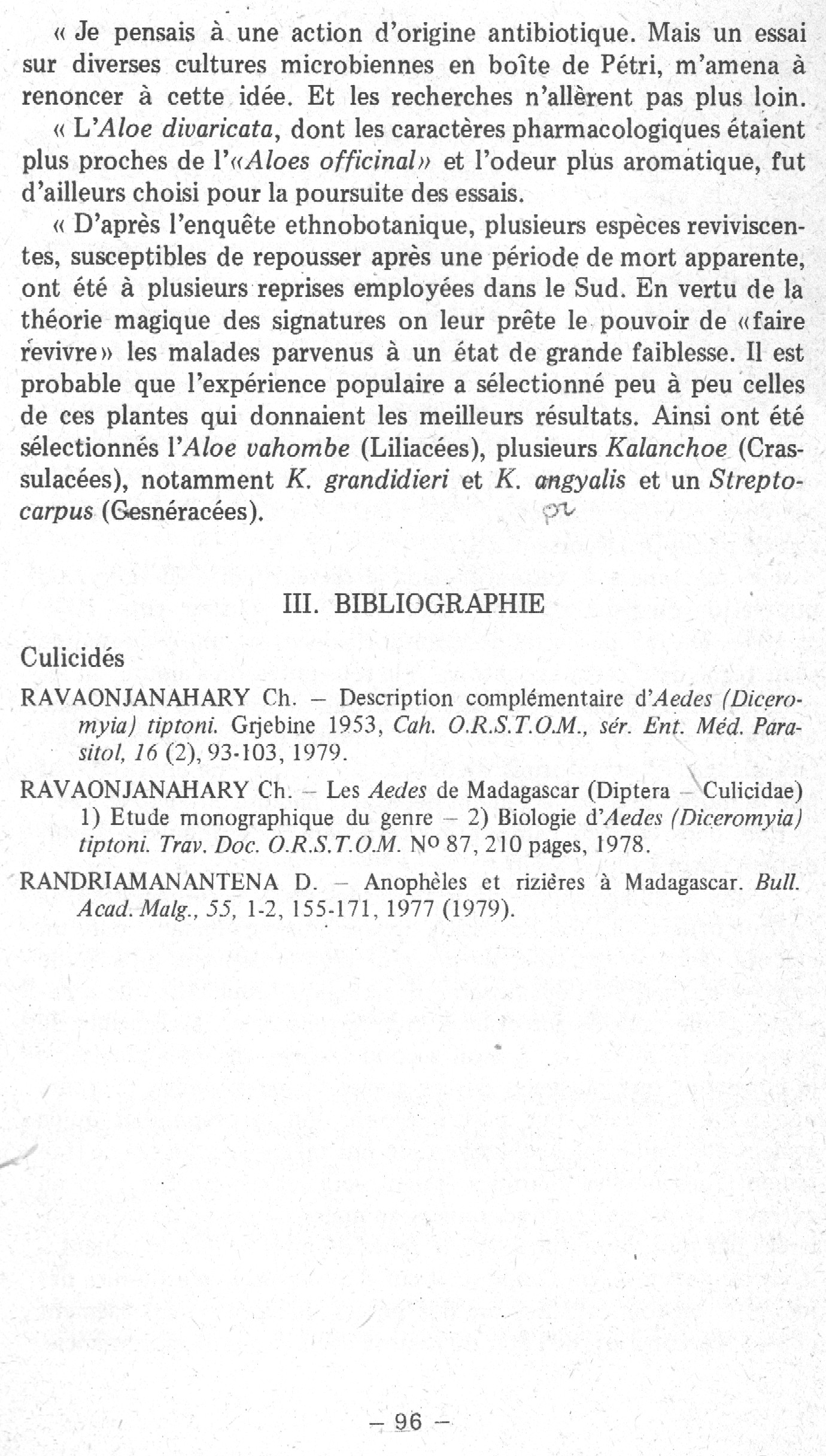 Rapport sur le fonctionnement de l'Institut Pasteur de Madagascar en 1979 page 96